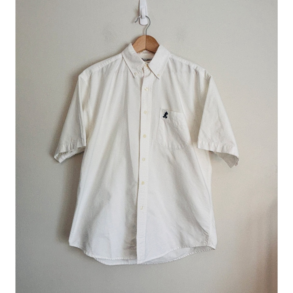 Walt Disney World White Casual Button Down Shirt Mens Medium